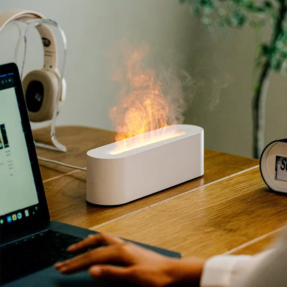 SavvyNest & Co Cozy Flame Aroma Diffuser – LED Fireplace Mist Humidifier for Relaxing Spaces