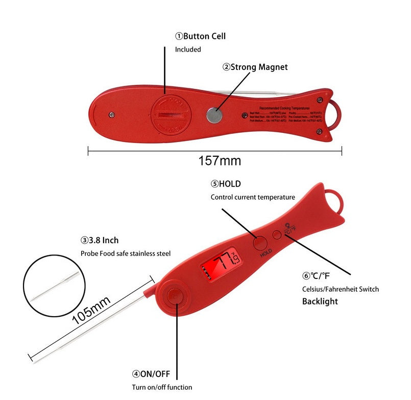 Precision Digital Kitchen Probe Thermometer – Instant-Read Food & Grill Thermometer