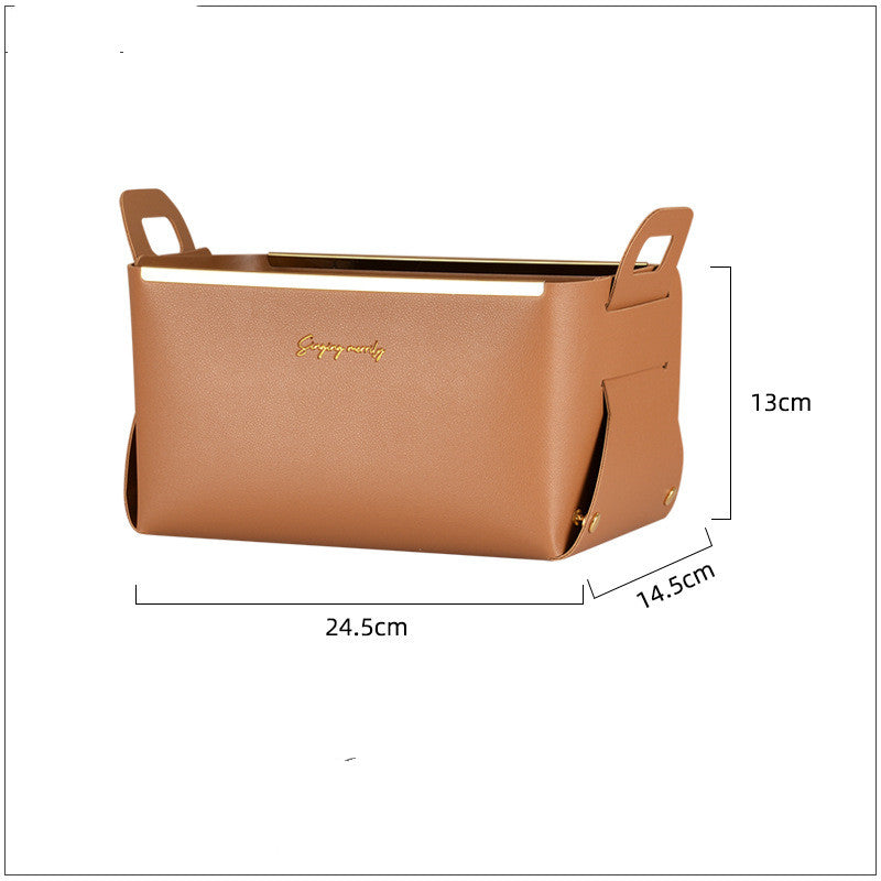 Leather Storage Box With Handle – Foldable PU Storage Basket