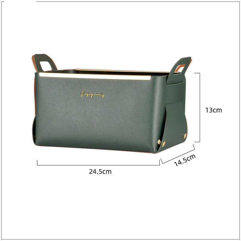 Leather Storage Box With Handle – Foldable PU Storage Basket