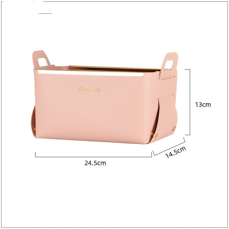 Leather Storage Box With Handle – Foldable PU Storage Basket
