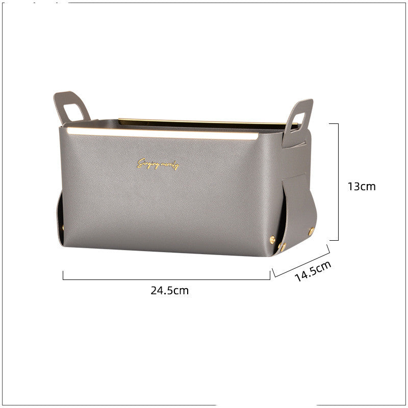 Leather Storage Box With Handle – Foldable PU Storage Basket