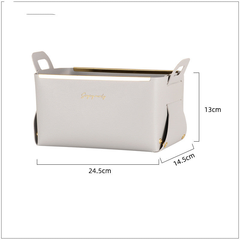 Leather Storage Box With Handle – Foldable PU Storage Basket