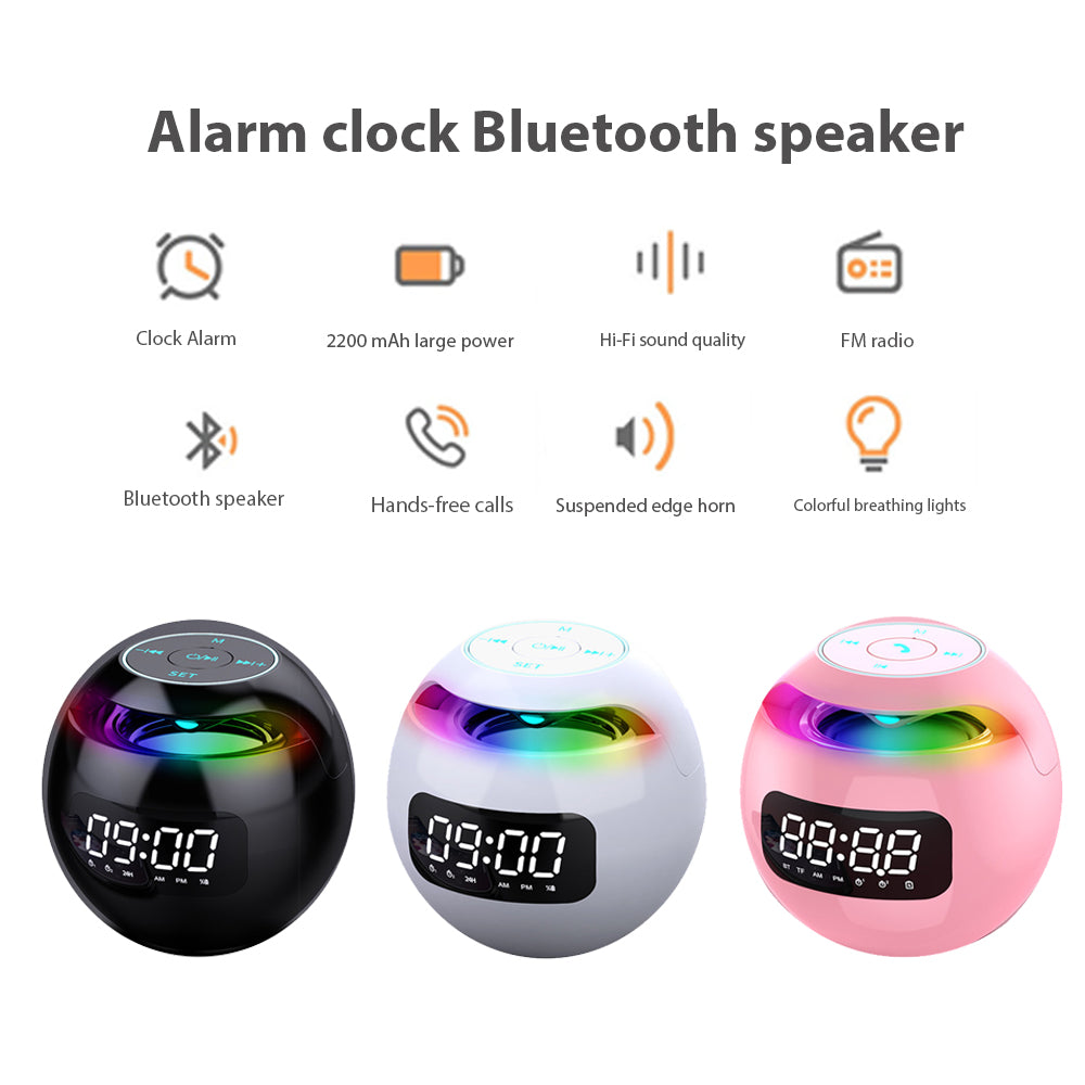 Portable Alarm Clock with Bluetooth Speaker – Wireless & Rechargeable