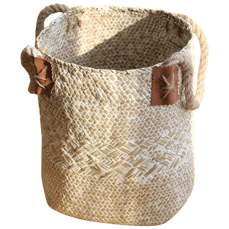 Hand-Woven Rattan / Seagrass Basket – Multi-Purpose Pastoral Home Décor