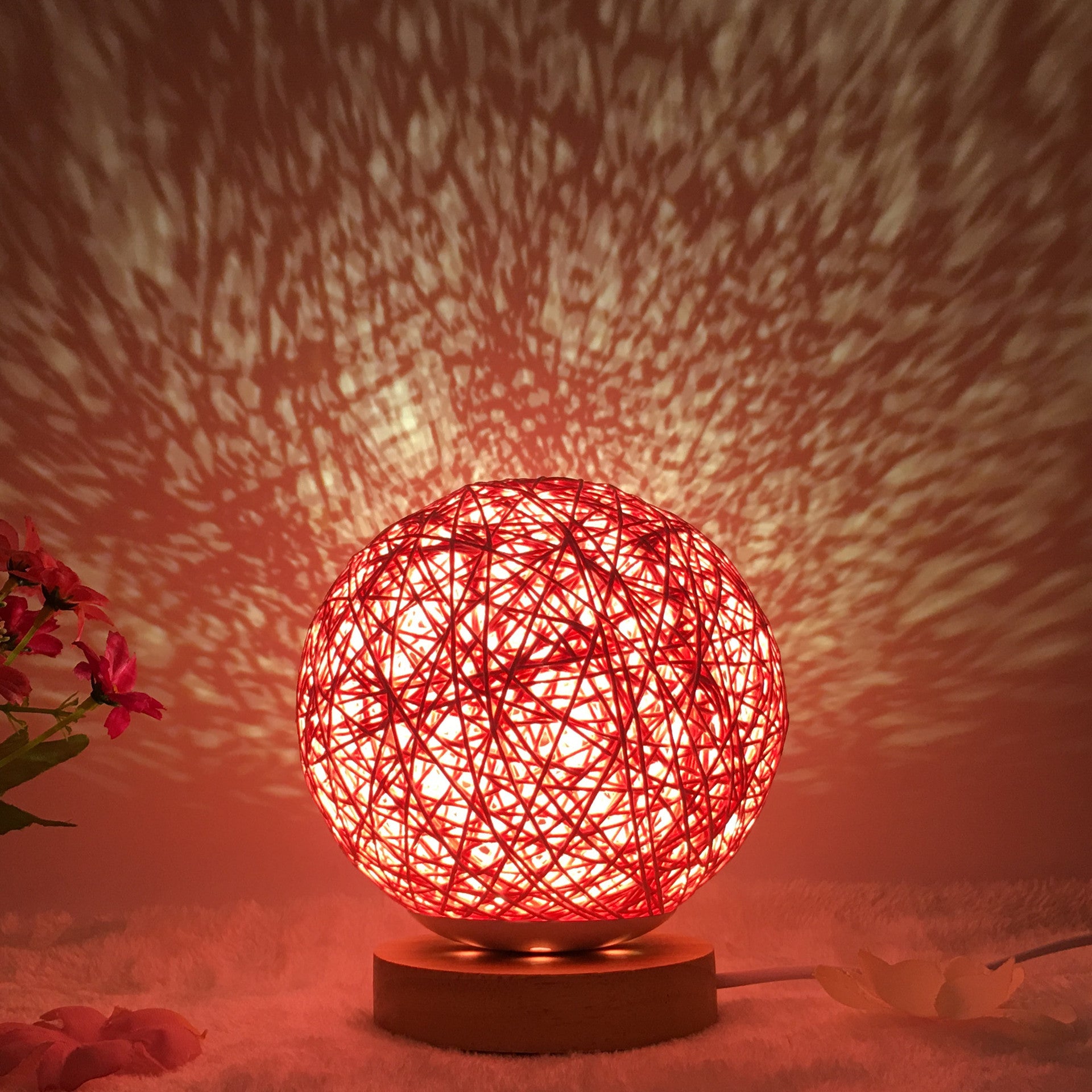 Amazon Hot Selling Creative Linen Table Lamp – Novel & Unique LED Intelligent Rattan Ball Lamp, USB 7 Color & RGB 16 Color Remote Control