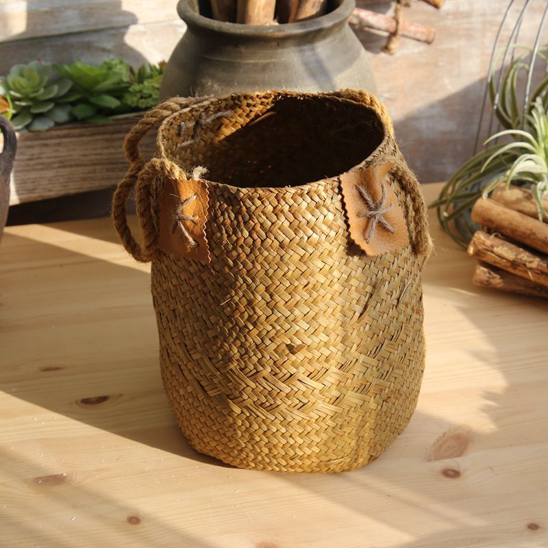 Hand-Woven Rattan / Seagrass Basket – Multi-Purpose Pastoral Home Décor
