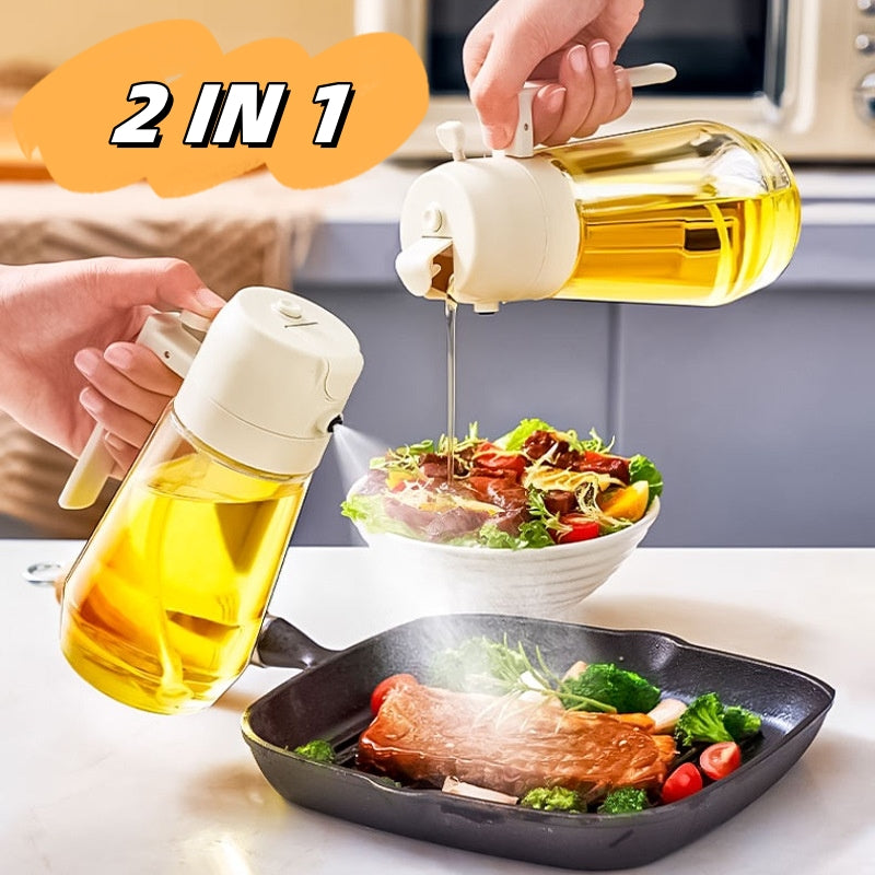 470ml 2-in-1 Olive Oil Sprayer & Pour Dispenser – Glass Bottle for Cooking & BBQ
