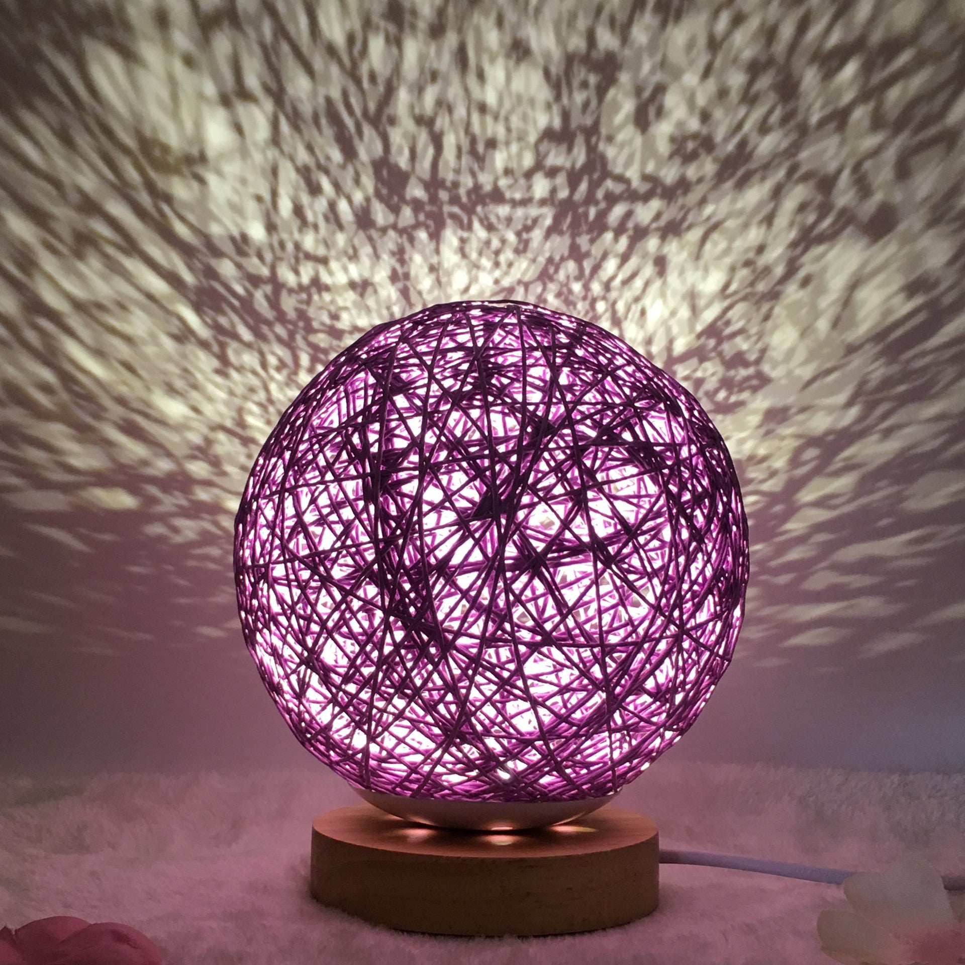 Amazon Hot Selling Creative Linen Table Lamp – Novel & Unique LED Intelligent Rattan Ball Lamp, USB 7 Color & RGB 16 Color Remote Control