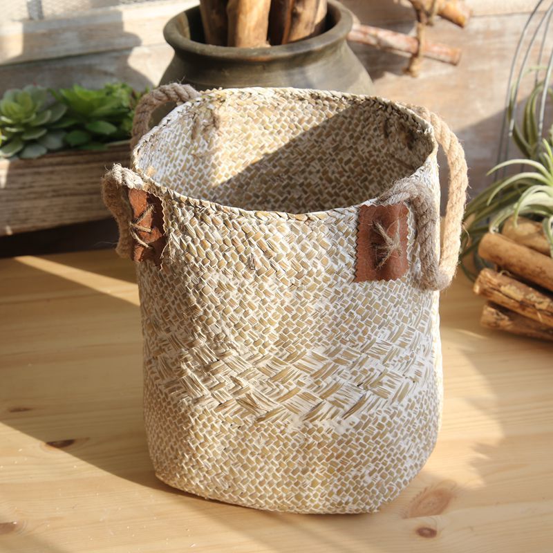 Hand-Woven Rattan / Seagrass Basket – Multi-Purpose Pastoral Home Décor