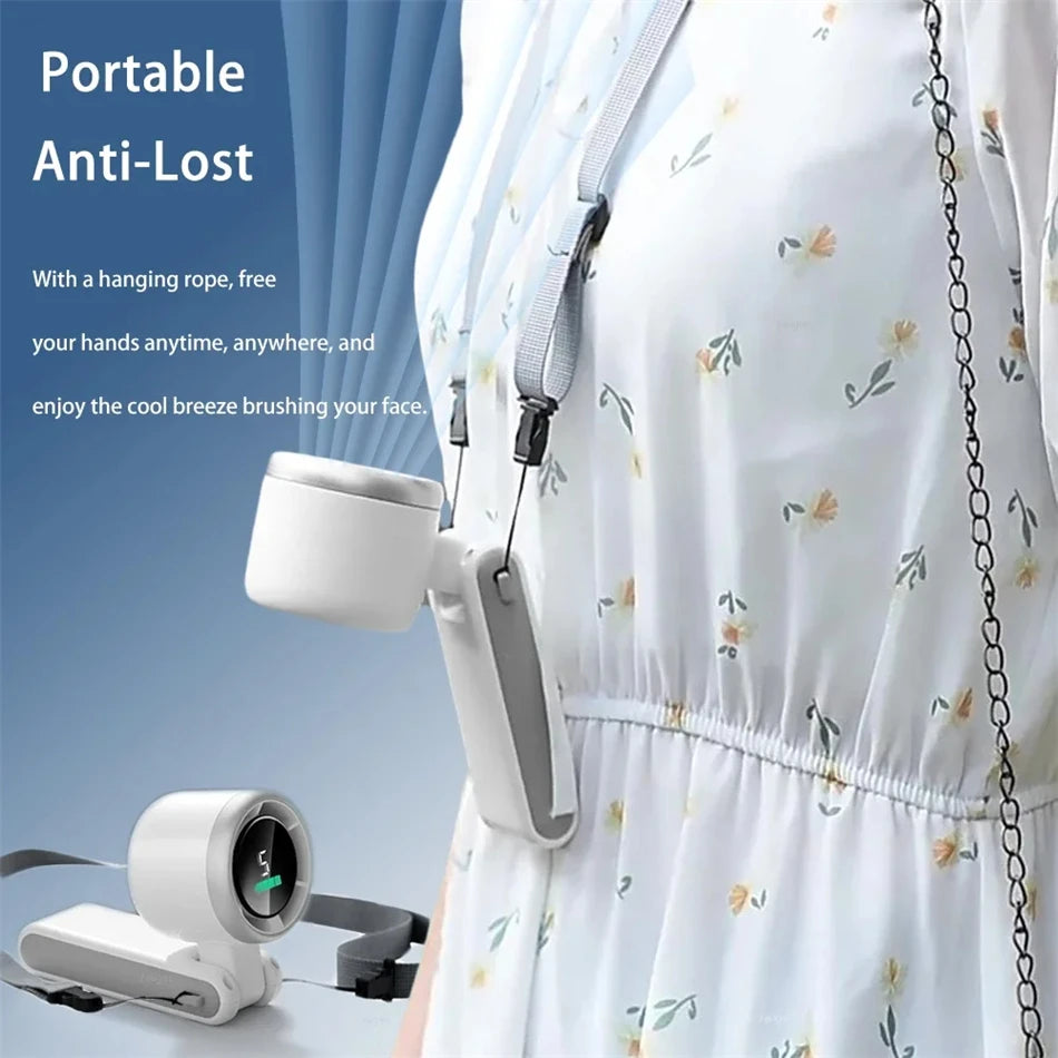 Portable Mini Handheld Fan – 5-Speed Turbo USB Rechargeable, Foldable Bladeless Pocket Fan