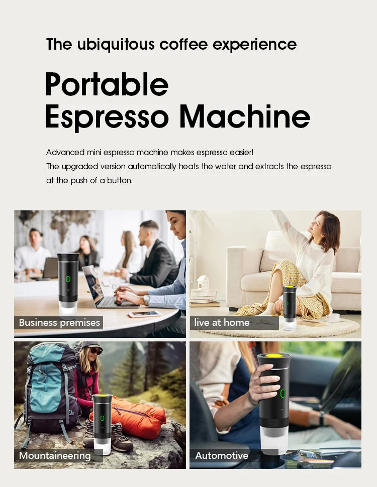 3-in-1 Wireless Portable Espresso Coffee Machine – Capsule & Ground Coffee Travel Maker