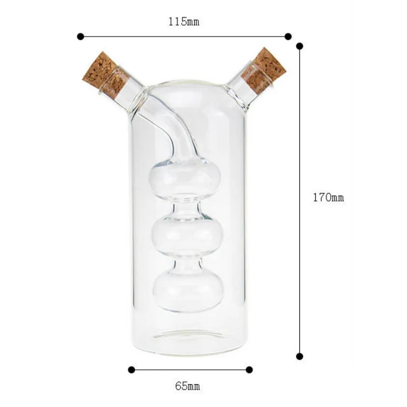 2-in-1 Double Layer Glass Oil & Vinegar Bottle – Dual Sauce Dispenser