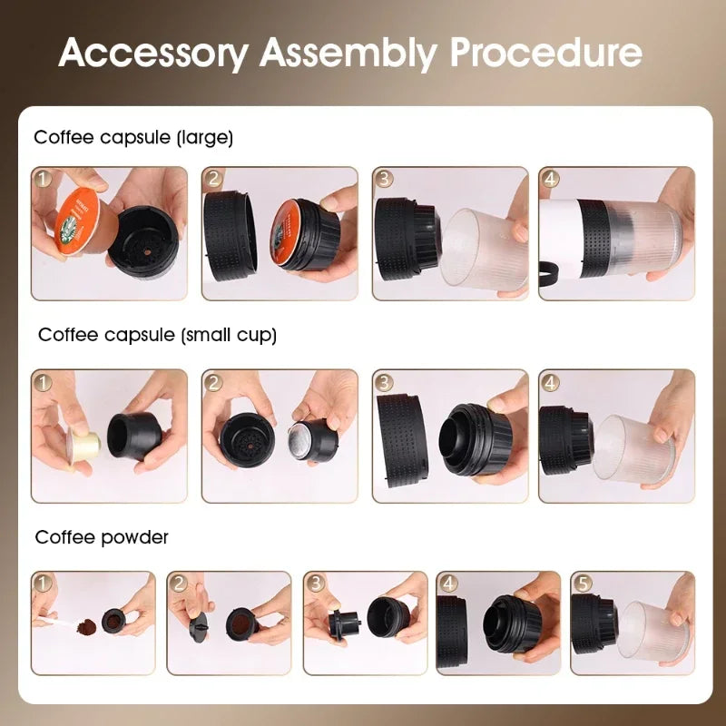 3-in-1 Wireless Portable Espresso Coffee Machine – Capsule & Ground Coffee Travel Maker