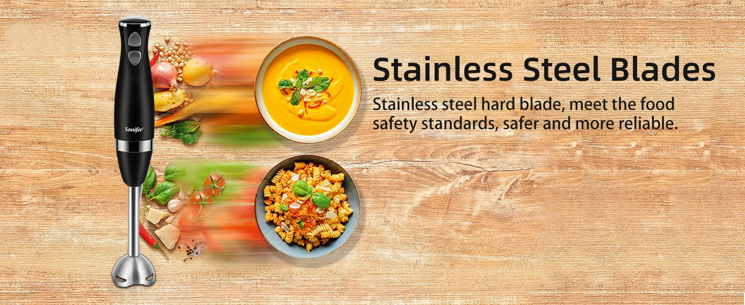 Sonifer 3 in 1 Immersion Blender Electric Hand Blender 500 W with Detachable Base Chopper & Whisk – For Juices, Jams & Minced Meat