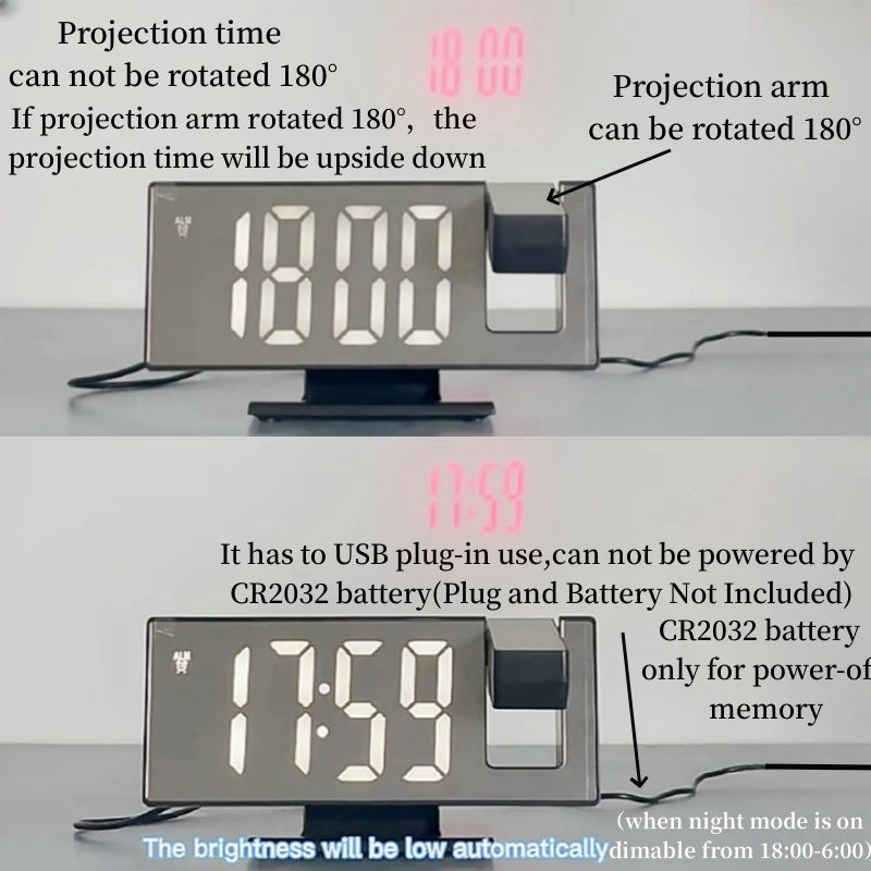 CeilingGlow™ Projection Alarm Clock