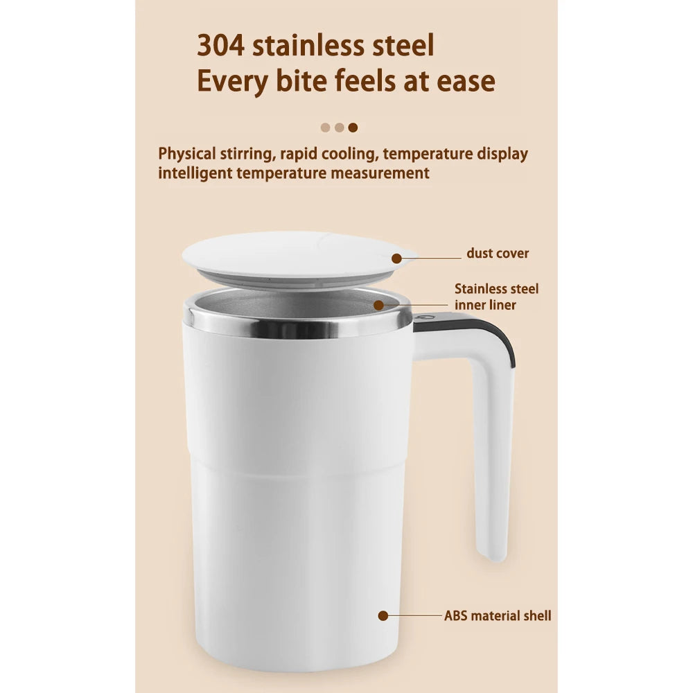 Automatic Self-Stirring Ceramic Coffee Mug – Rechargeable Magnetic Mixing Cup 380ML