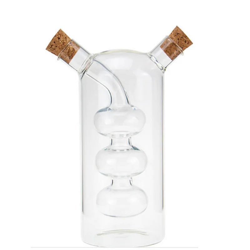 2-in-1 Double Layer Glass Oil & Vinegar Bottle – Dual Sauce Dispenser