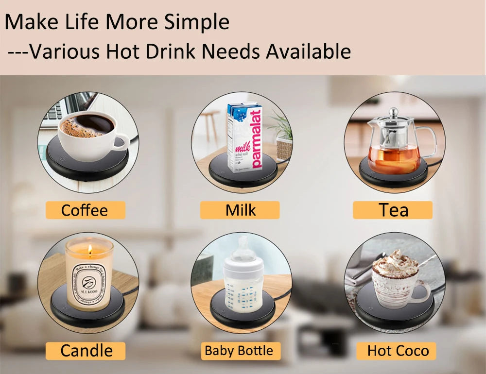 Electric Coffee Mug Warmer – Temperature Control Heating Pad for Home & Office
