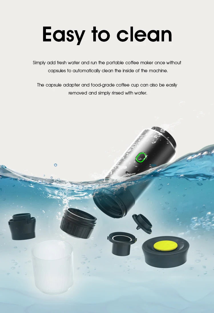 3-in-1 Wireless Portable Espresso Coffee Machine – Capsule & Ground Coffee Travel Maker