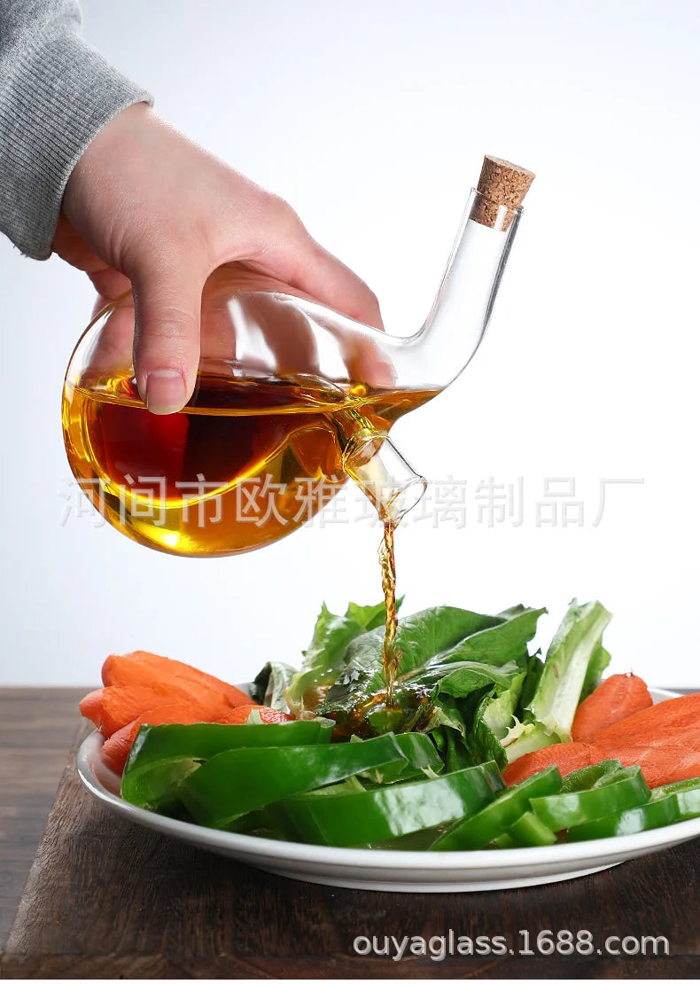 2-in-1 Double Layer Glass Oil & Vinegar Bottle – Dual Sauce Dispenser