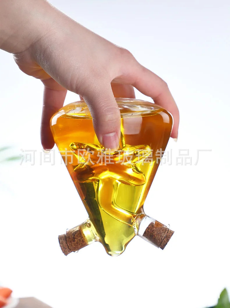 2-in-1 Double Layer Glass Oil & Vinegar Bottle – Dual Sauce Dispenser