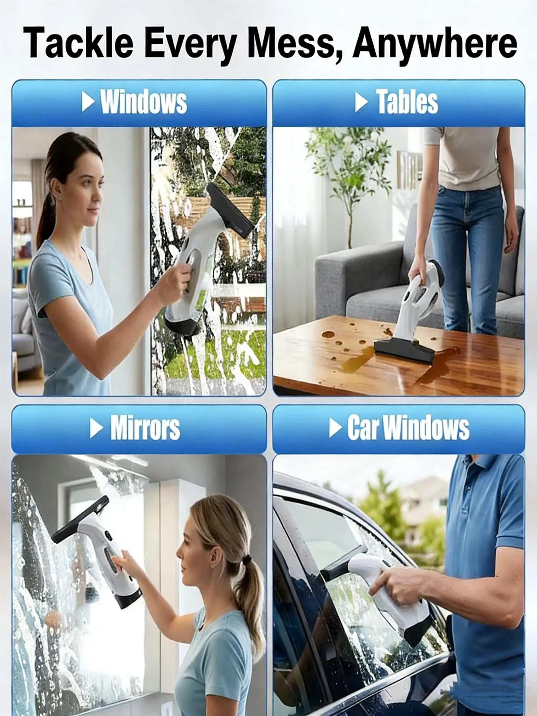 Cordless Handheld Electric Window Cleaner – Multifunctional USB Portable Glass Cleaning Tool Kit
