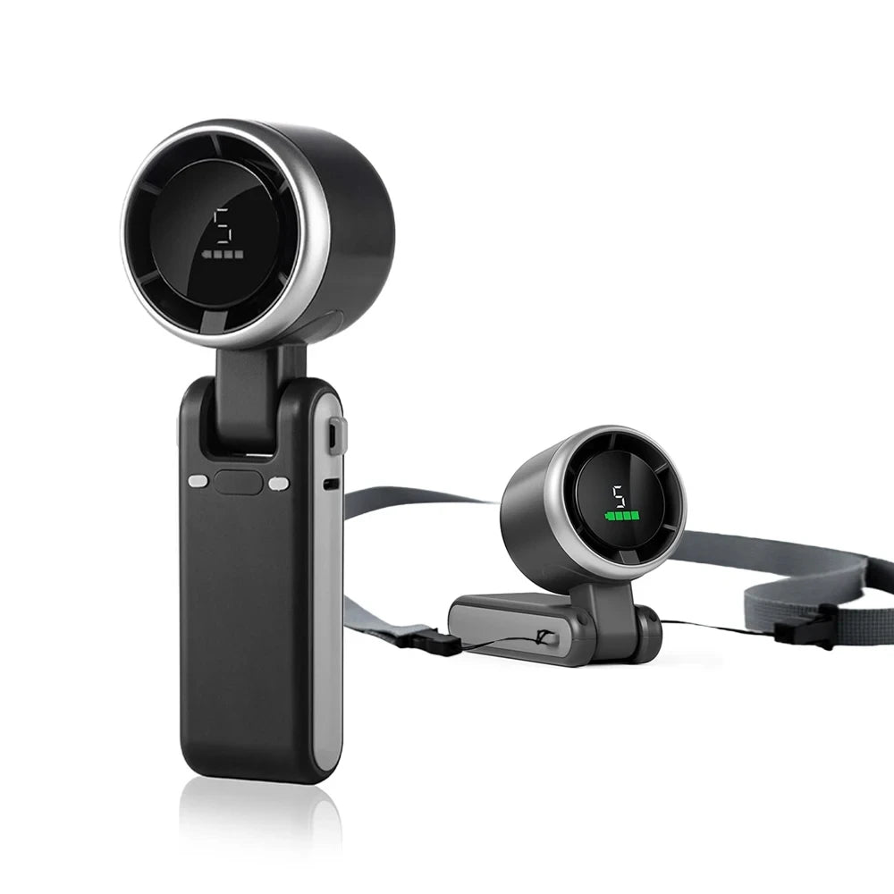 Portable Mini Handheld Fan – 5-Speed Turbo USB Rechargeable, Foldable Bladeless Pocket Fan