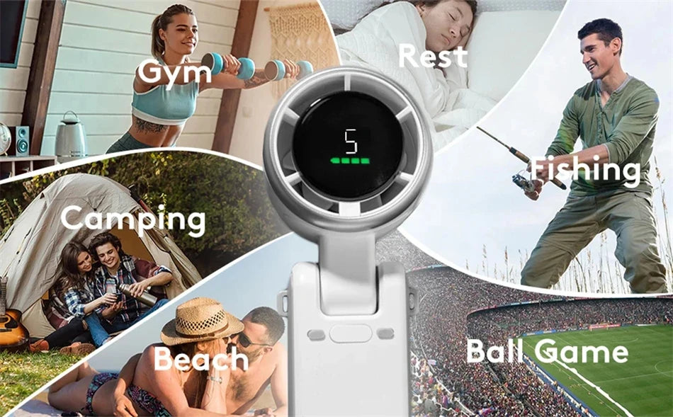 Portable Mini Handheld Fan – 5-Speed Turbo USB Rechargeable, Foldable Bladeless Pocket Fan