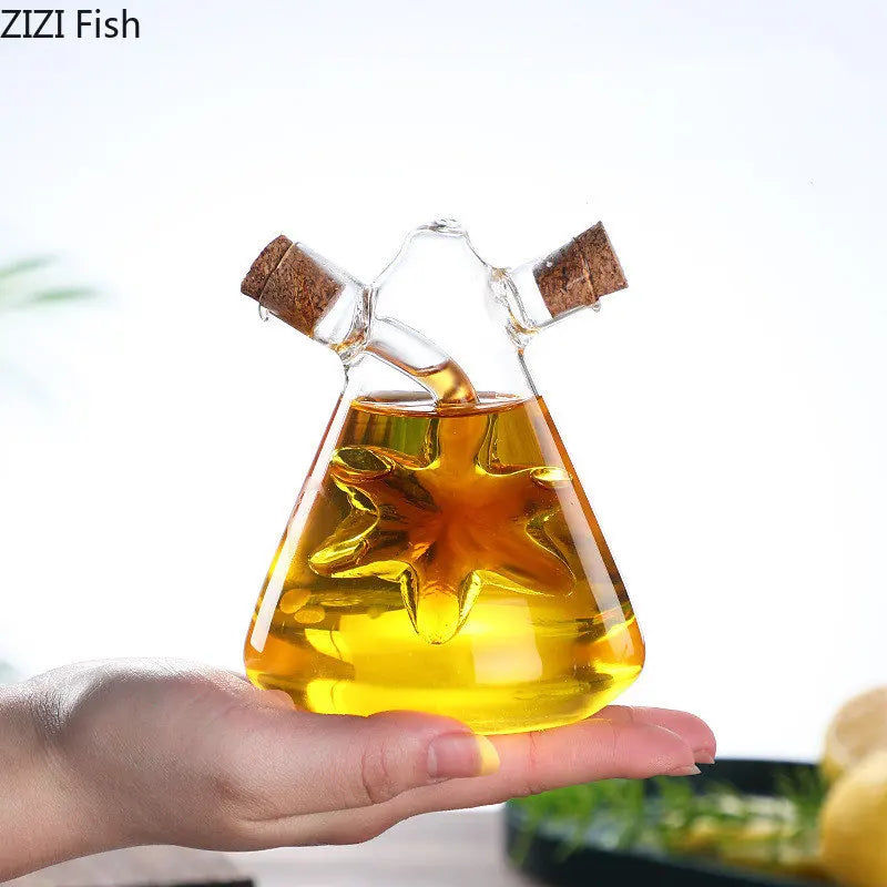 2-in-1 Double Layer Glass Oil & Vinegar Bottle – Dual Sauce Dispenser