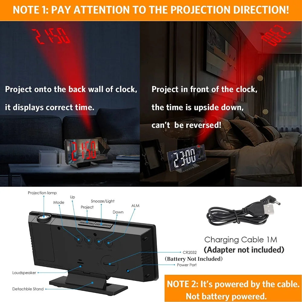 CeilingGlow™ Projection Alarm Clock