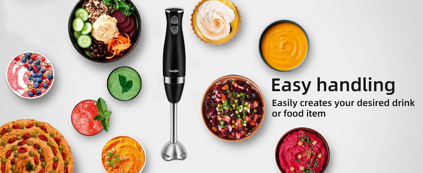 Sonifer 3 in 1 Immersion Blender Electric Hand Blender 500 W with Detachable Base Chopper & Whisk – For Juices, Jams & Minced Meat