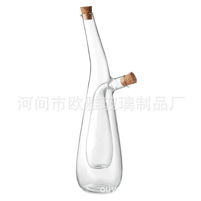 2-in-1 Double Layer Glass Oil & Vinegar Bottle – Dual Sauce Dispenser