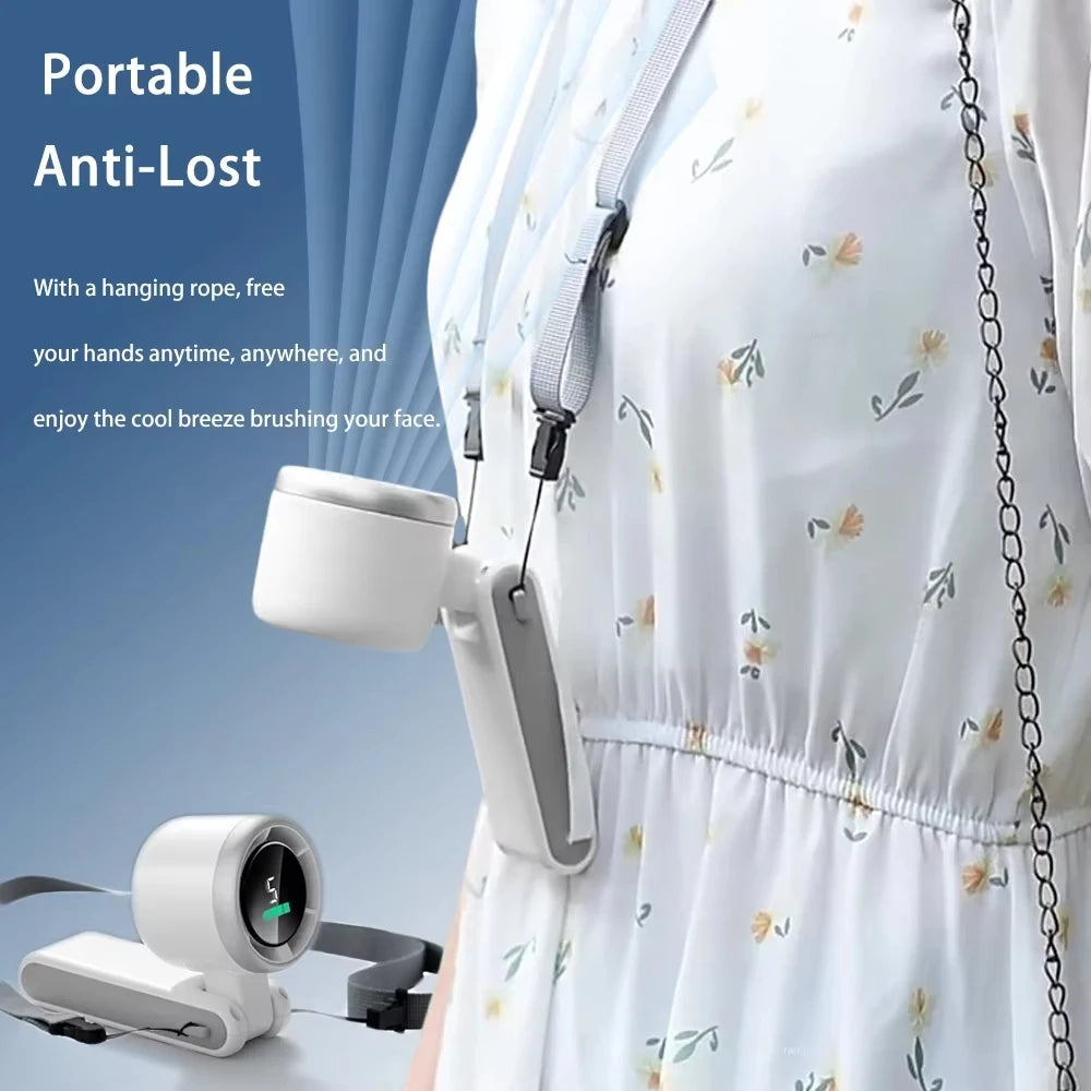 Portable Mini Handheld Fan – 5-Speed Turbo USB Rechargeable, Foldable Bladeless Pocket Fan