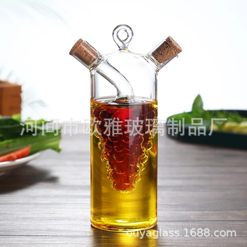 2-in-1 Double Layer Glass Oil & Vinegar Bottle – Dual Sauce Dispenser