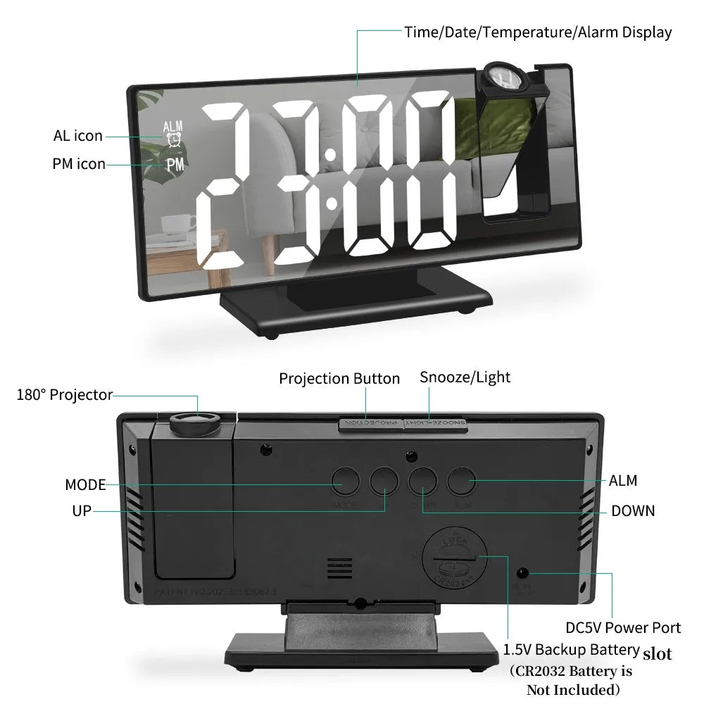 CeilingGlow™ Projection Alarm Clock