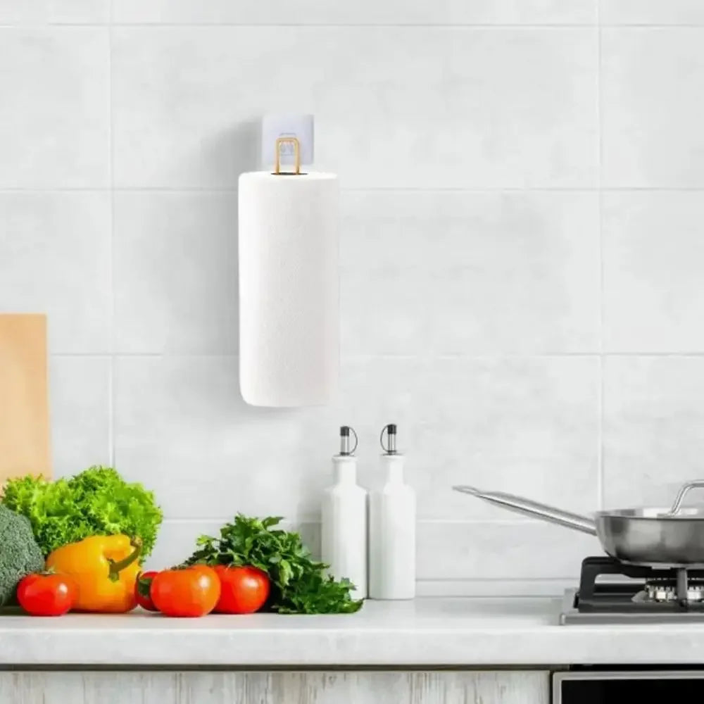No-Drill Metal Paper Towel & Tissue Holder