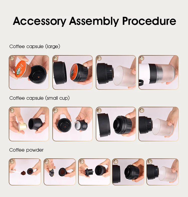 3-in-1 Wireless Portable Espresso Coffee Machine – Capsule & Ground Coffee Travel Maker