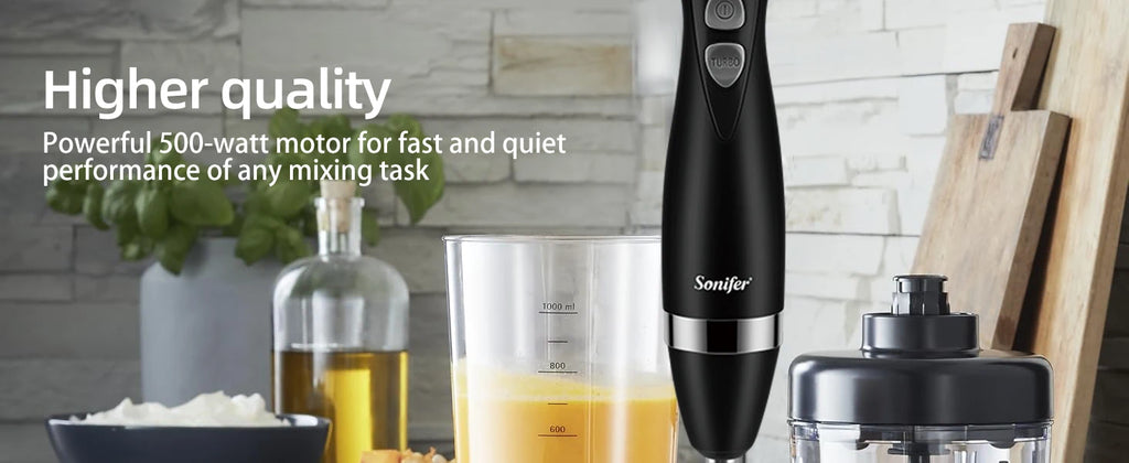 Sonifer 3 in 1 Immersion Blender Electric Hand Blender 500 W with Detachable Base Chopper & Whisk – For Juices, Jams & Minced Meat