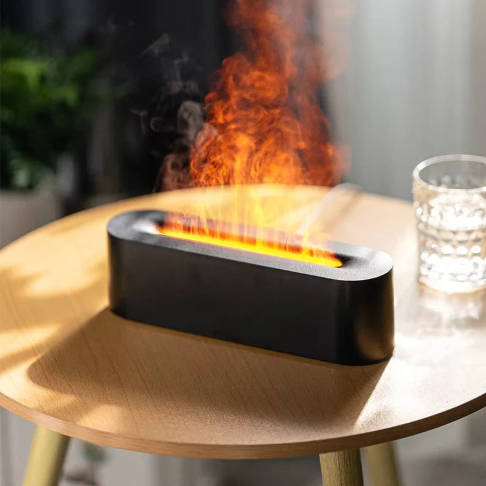 SavvyNest & Co Cozy Flame Aroma Diffuser – LED Fireplace Mist Humidifier for Relaxing Spaces