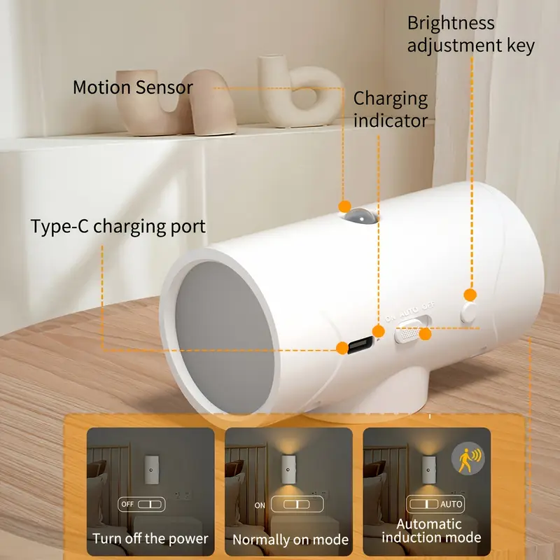 LED Motion Sensor Night Light with USB Rechargeable (4pcs)-3